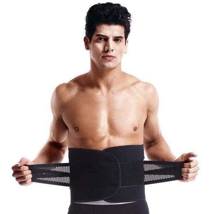 Ceinture gainante homme effet ventre plat, soutien lombaire et aide à l'amincissement durant le sport.