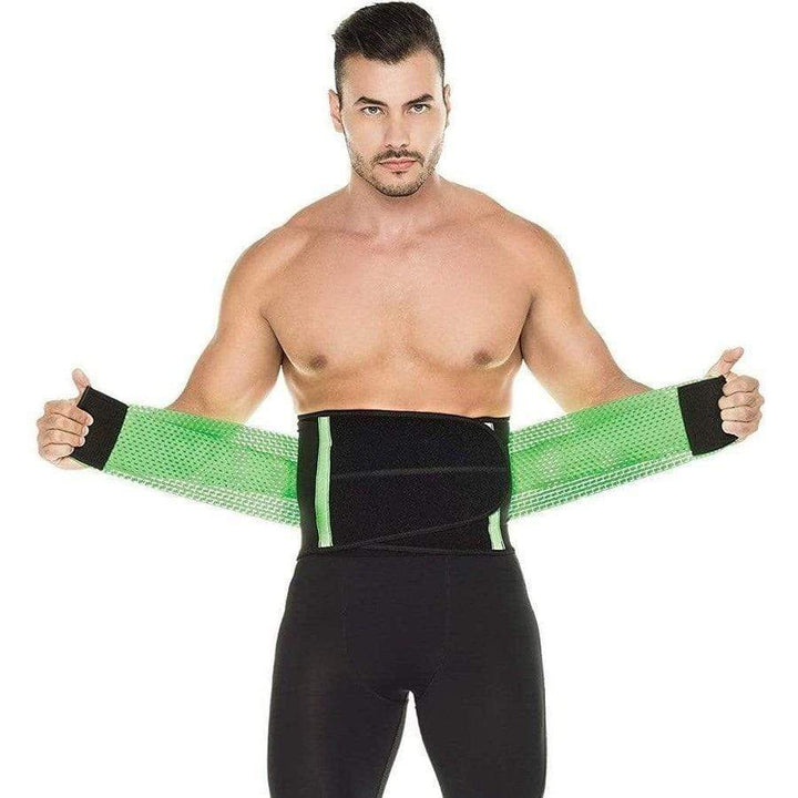 Gaine homme noire de compression pour fitness, améliore la sudation et aide à sculpter les abdominaux.
