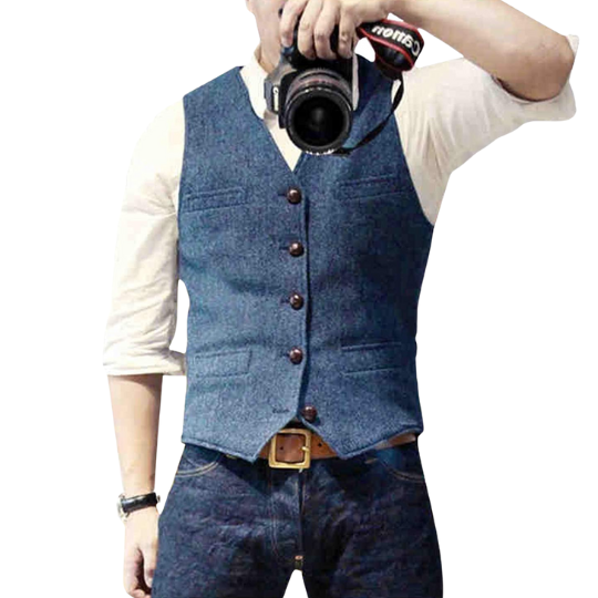 Veston homme classique et moderne. Un gilet élégant pour une silhouette affinée et un style intemporel.
