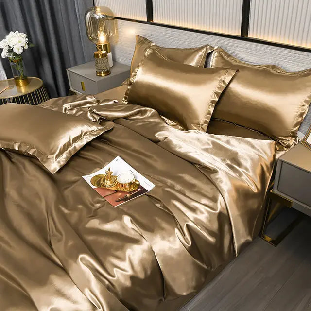 Housse de couette en satin luxueux pour une literie ultra douce, un look élégant et un sommeil des plus confortables.