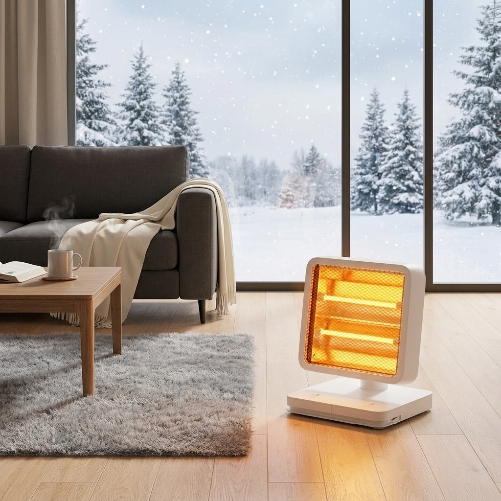 Petit radiateur électrique 500W pour chauffage instantané, portable pour bureau, chambre ou toute petite pièce.