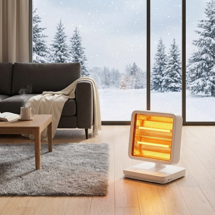Petit radiateur électrique 500W pour chauffage instantané, portable pour bureau, chambre ou toute petite pièce.