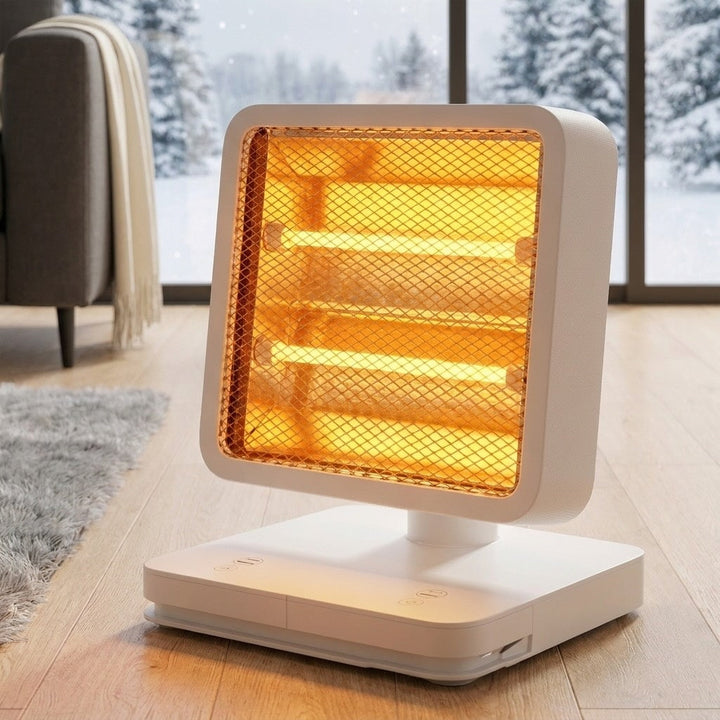 Chauffage électrique portable 500W compact, idéal pour chaleur instantanée et économique au bureau ou à la maison.