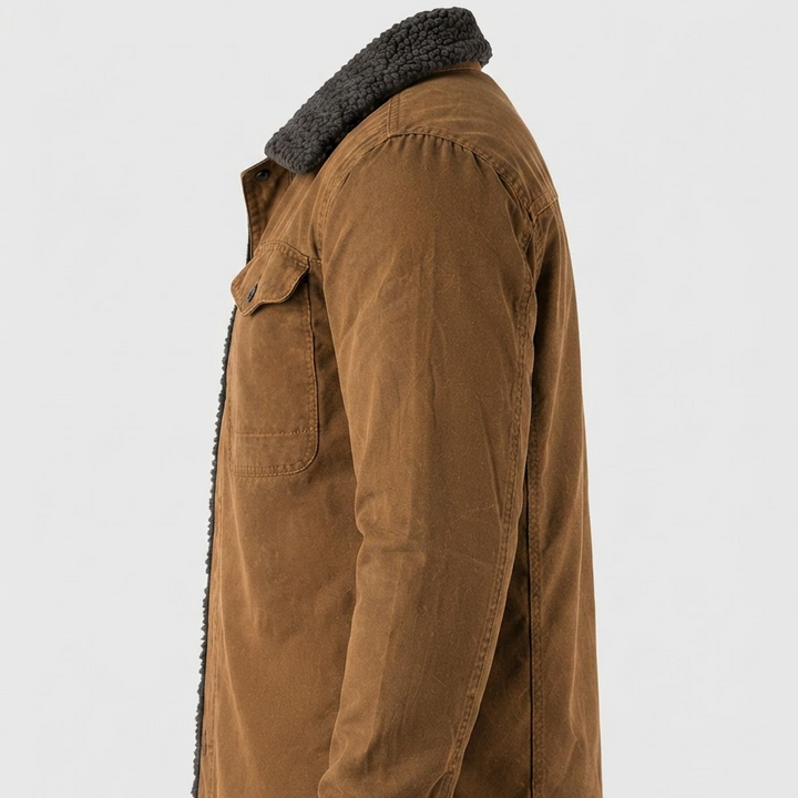 Veste d'hiver homme style western, chaude et résistante, parfaite pour un look décontracté.