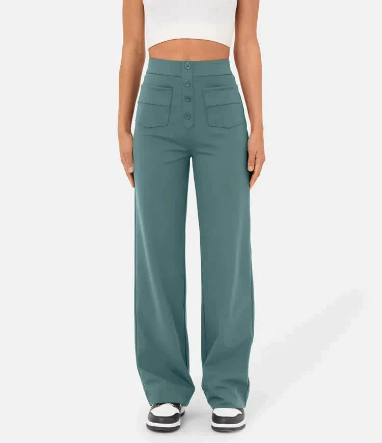 Isabeau : pantalon taille haute femme, confortable, élégant, idéal pour toutes vos tenues.