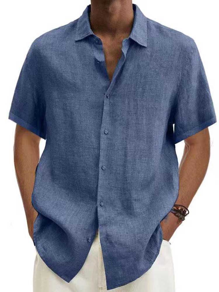 Chemise homme boutonnée, manches courtes, col classique. Style casual et élégant pour le quotidien masculin.
