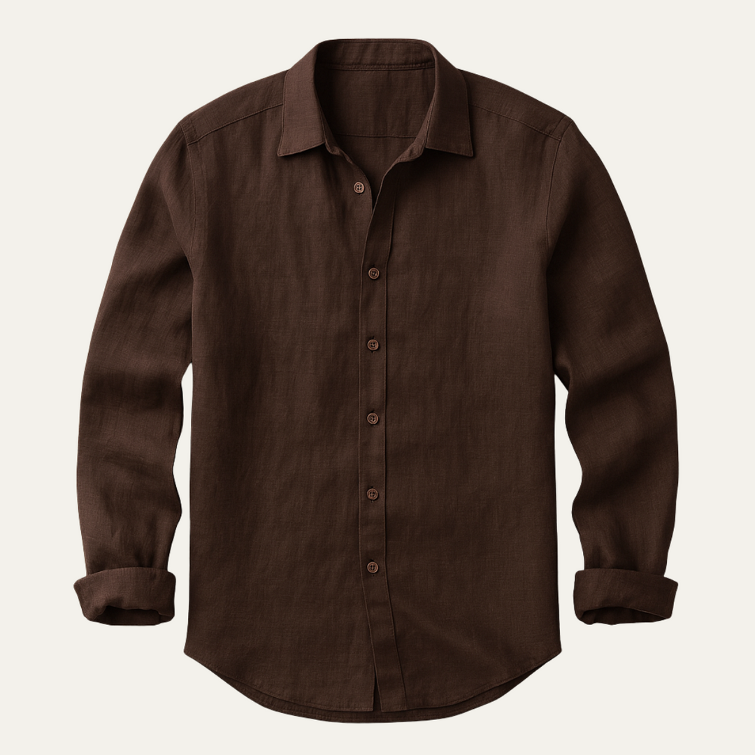 Chemise homme décontractée, manches longues, facile à porter pour un look élégant et confortable.
