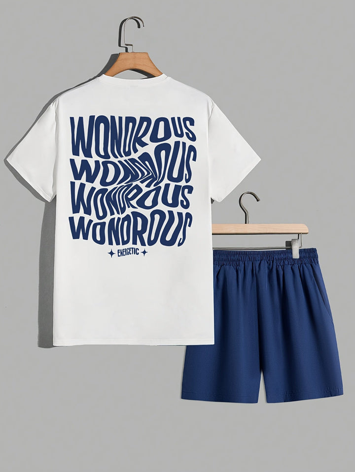 Mode masculine : ensemble streetwear homme comprenant un t-shirt graphique audacieux et un short confortable.