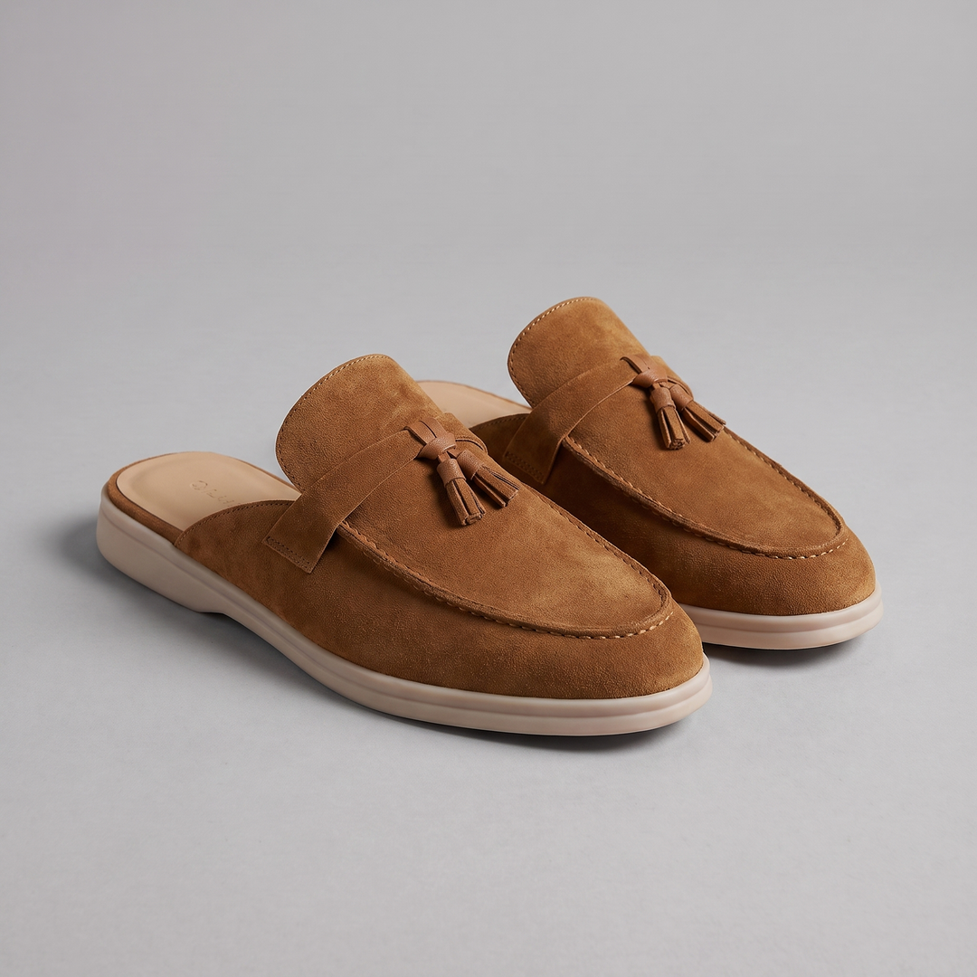 Slip-on homme, mules loafers à dos ouvert, boucle métallique. Confort et élégance masculine.