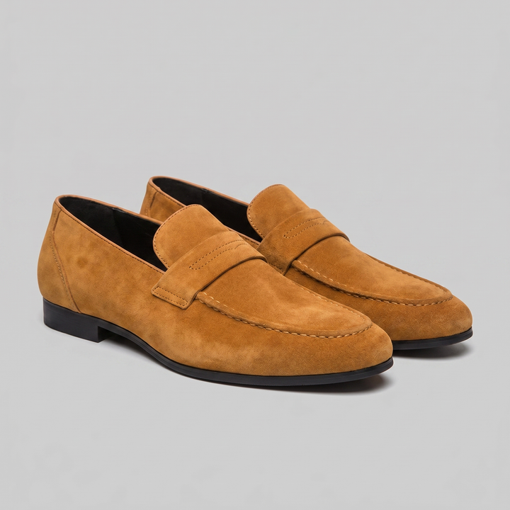 Mocassins Penny homme en cuir marron, style classique et élégant pour ville ou décontracté.