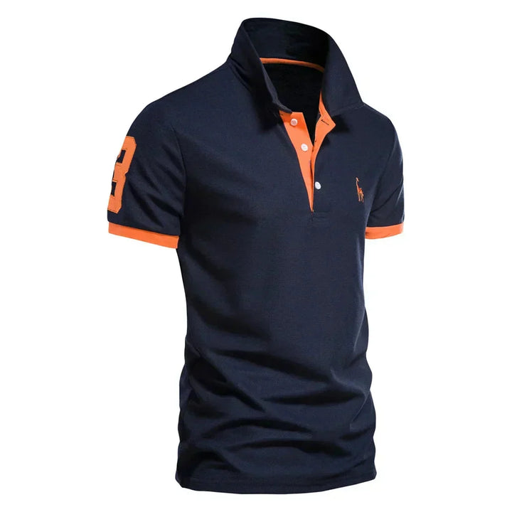 Polo chic homme bicolore, coupe regular, idéal pour une tenue décontractée masculine élégante.