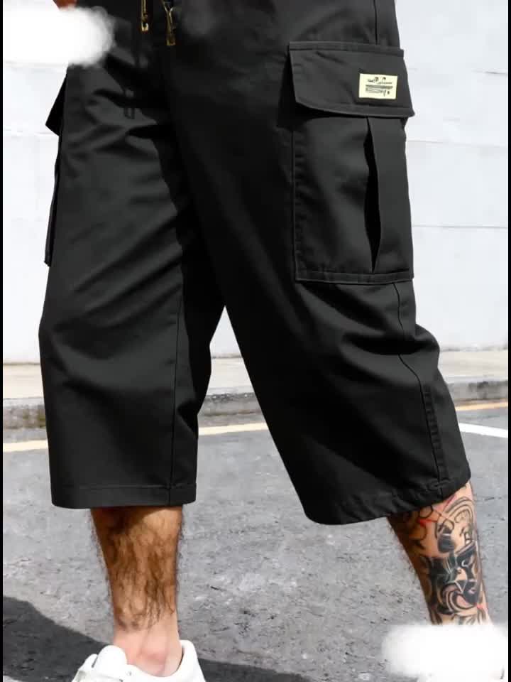Short cargo homme confortable, taille élastique et cordon de serrage, parfait pour les loisirs d'été décontractés.