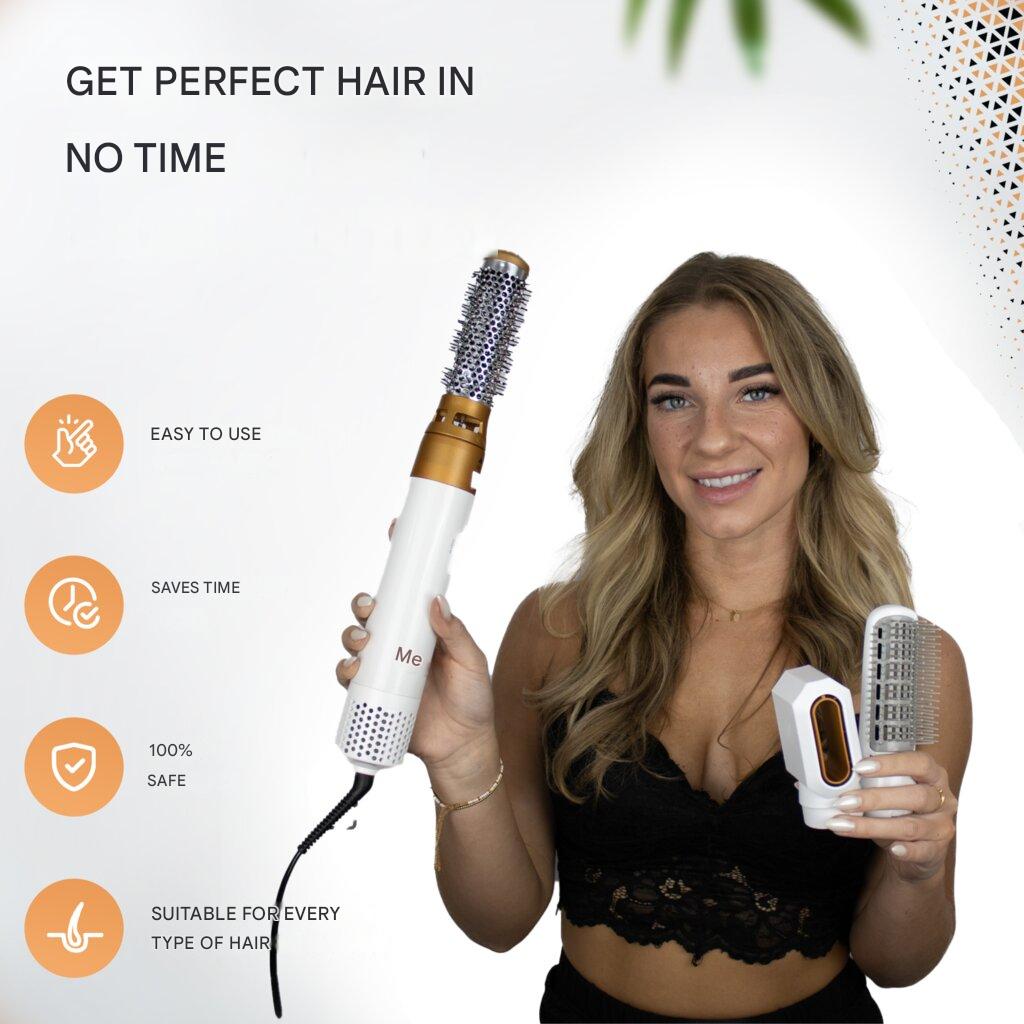 Coiffez vos cheveux sans effort avec l'airstyler Lyra 7-en-1 : volume, boucles et lissage.