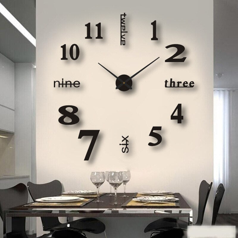 Décoration murale horloge moderne grand format, design contemporain et mécanisme silencieux pour le bureau.