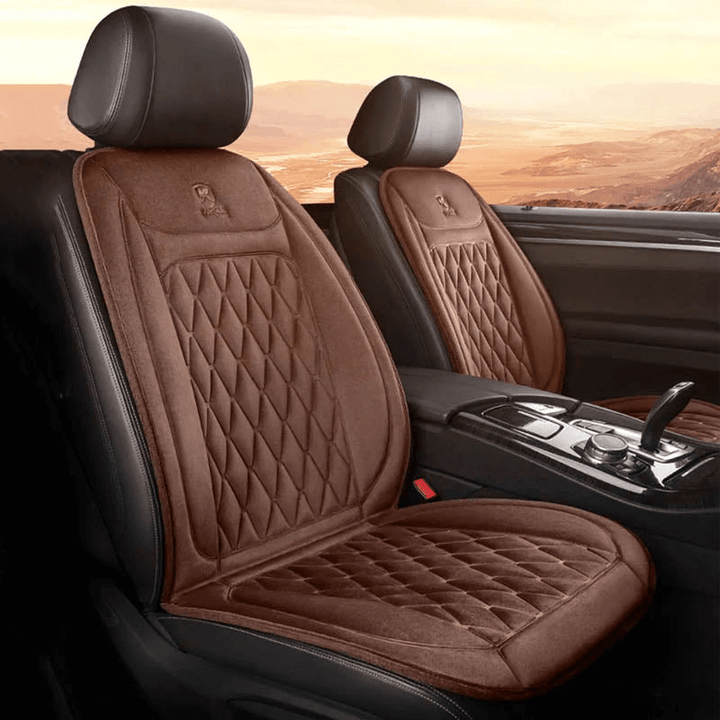 Coussin de siège auto chauffant en coton et flanelle douce, offrant chaleur et confort supérieur en voiture.