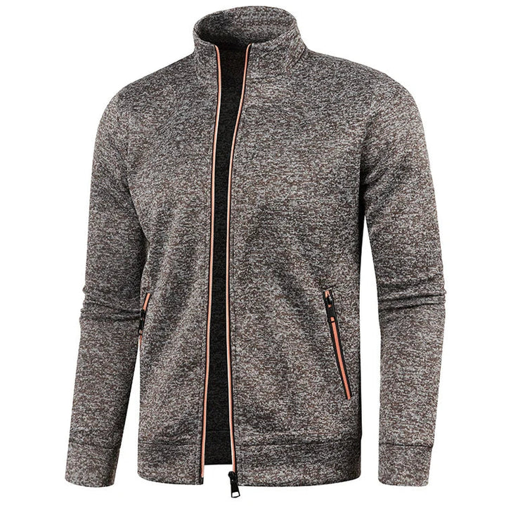 Veste homme élégante à col montant zippé. Design moderne, parfaite pour toutes saisons, style urbain décontracté.