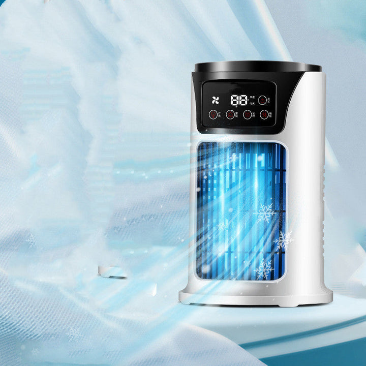 Climatiseur portable USB 3-en-1: rafraîchit, humidifie, purifie l'air pour bureau, chambre ou maison.