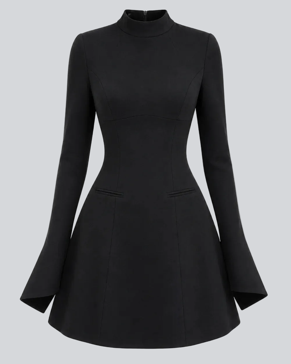 Robe mini femme A-line élégante avec manches longues, parfaite pour un style chic et moderne en toute saison.