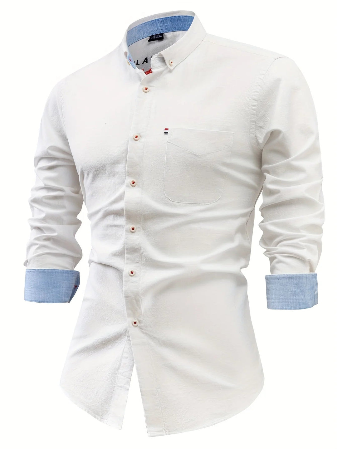 Chemise homme élégante coupe droite, manches longues unies, parfaite pour un look chic ou décontracté polyvalent.