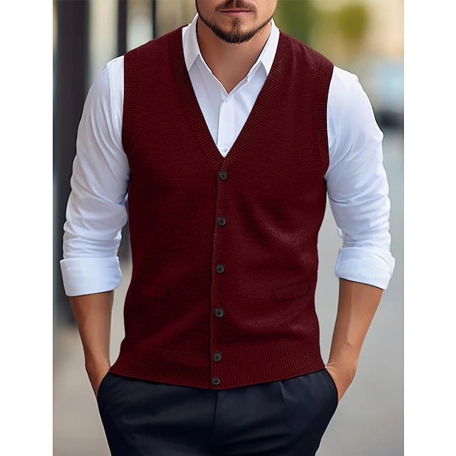 Gilet sans manches homme élégant, maille fine. Idéal pour un style décontracté ou habillé. Toutes saisons.