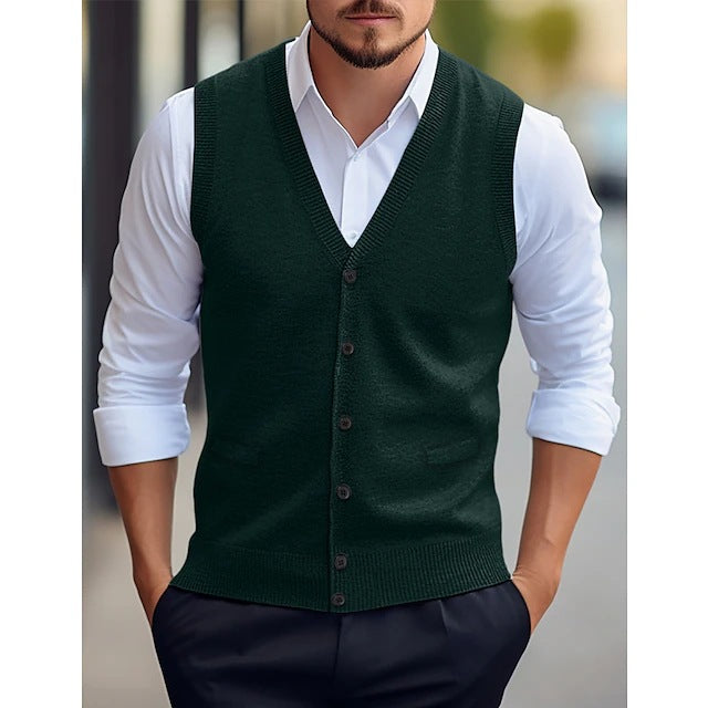 Gilet sans manches homme en maille, style décontracté & élégant. Parfait pour superposition printemps/automne.