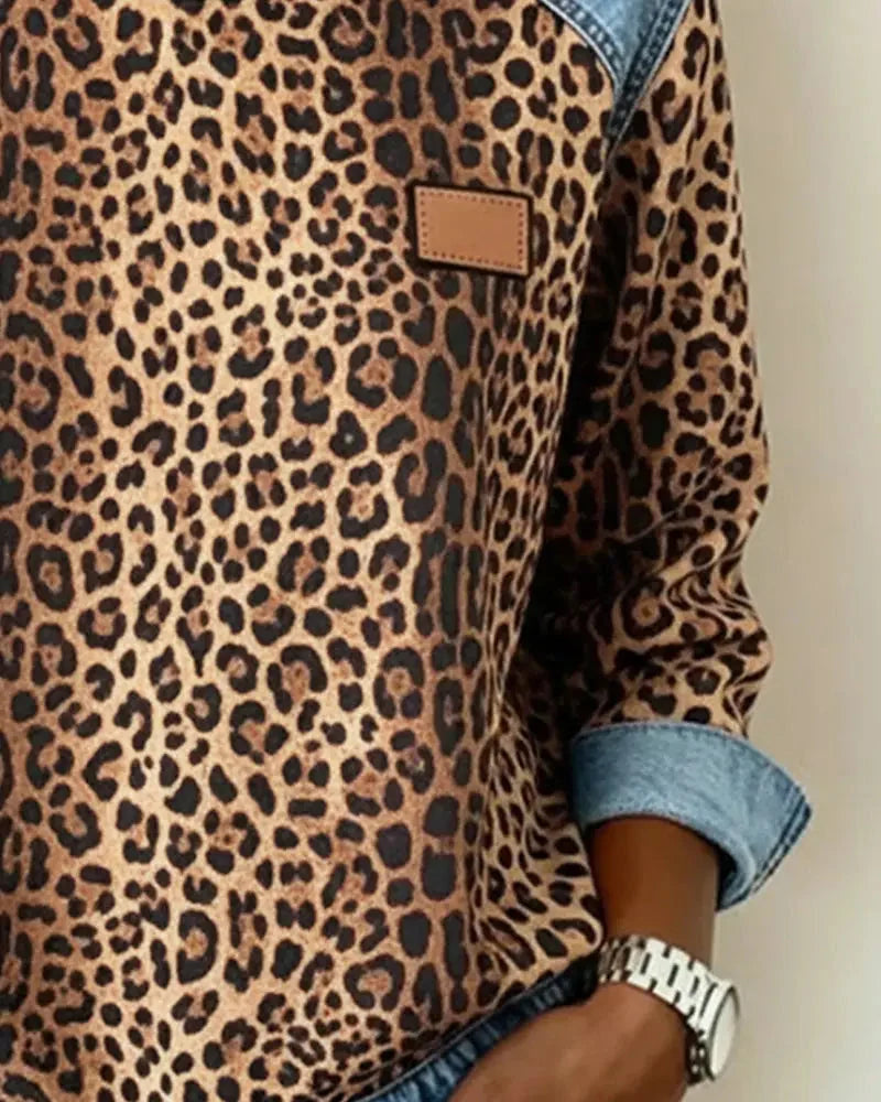 Haut femme chic et décontracté, sweatshirt patchwork à motifs floraux. Idéal automne/hiver.