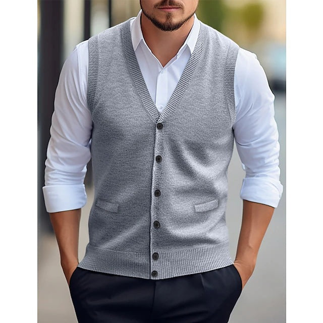 Gilet maille homme doux et confortable, un basique élégant pour le printemps/automne. Style décontracté.