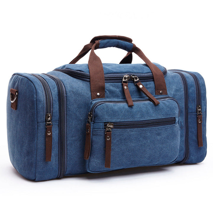 Sac de voyage homme pratique en toile multicouleur, offrant un grand espace pour vos affaires de weekend.
