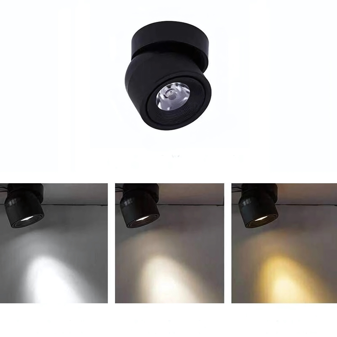 Luminaire spot LED orientable et dimmable. Éclairage de plafond moderne en aluminium pour ambiance intérieure.