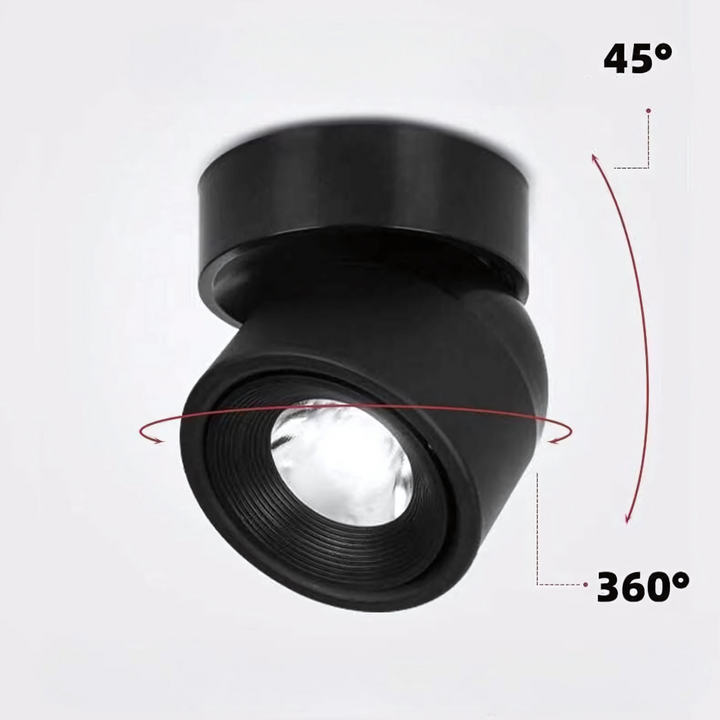 Spot LED plafond aluminium. Orientable pour un éclairage intérieur moderne, design et flexible.