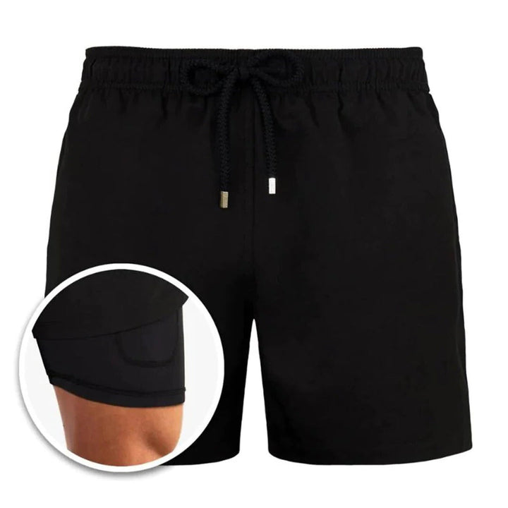 Short de bain homme noir classique, confort et élégance. Indispensable pour l'été.