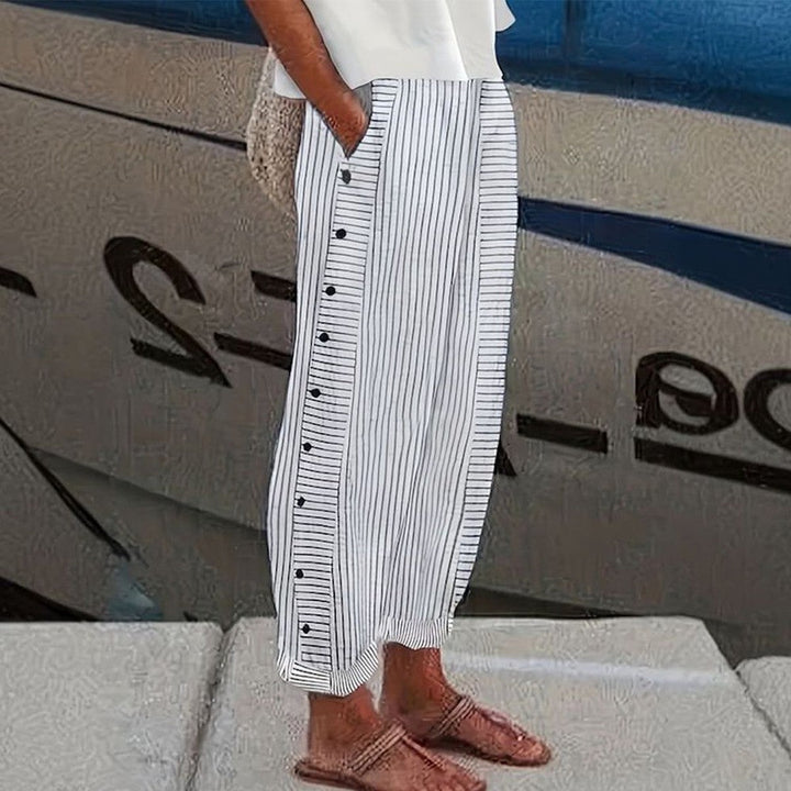 Vêtement féminin Pia : pantalon ample ultra-confortable avec poches, pour un look décontracté et élégant au quotidien.