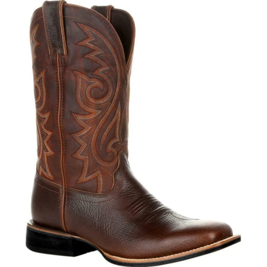 Botte western homme en cuir, style audacieux et moderne. Idéale pour un look urbain tendance automne-hiver.