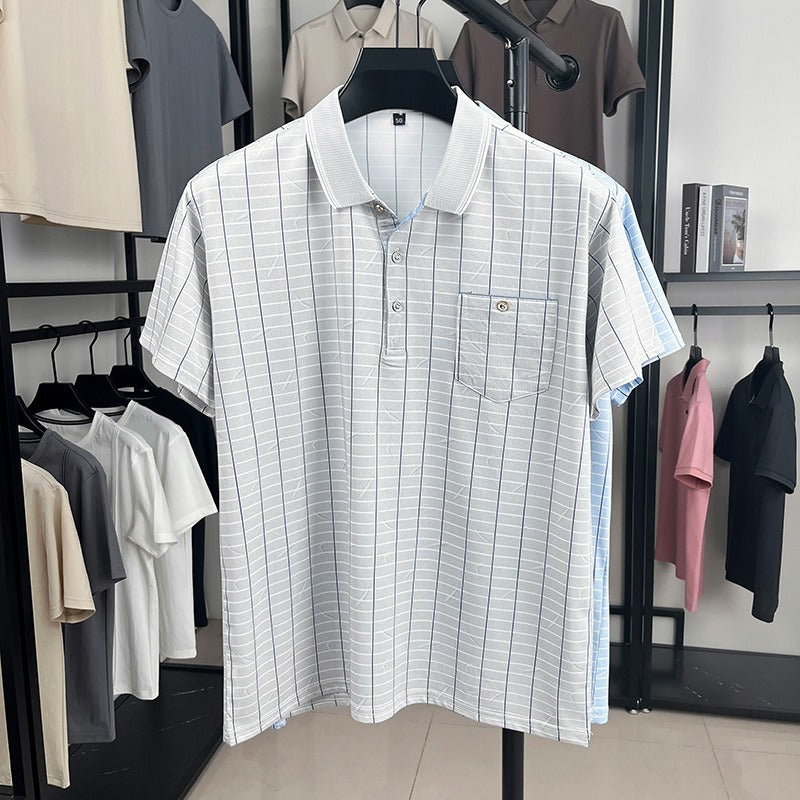 Chemise polo respirante pour homme, style décontracté élégant. Manches courtes, poche pratique. Parfait pour l'été.
