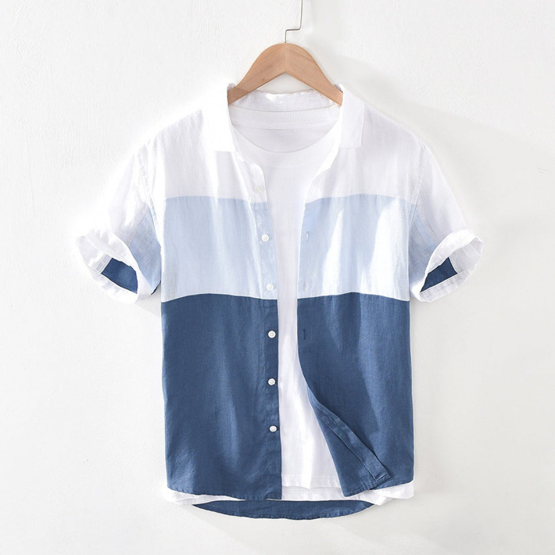 Chemise homme à manches courtes colorée, style estival décontracté et moderne pour l'été.