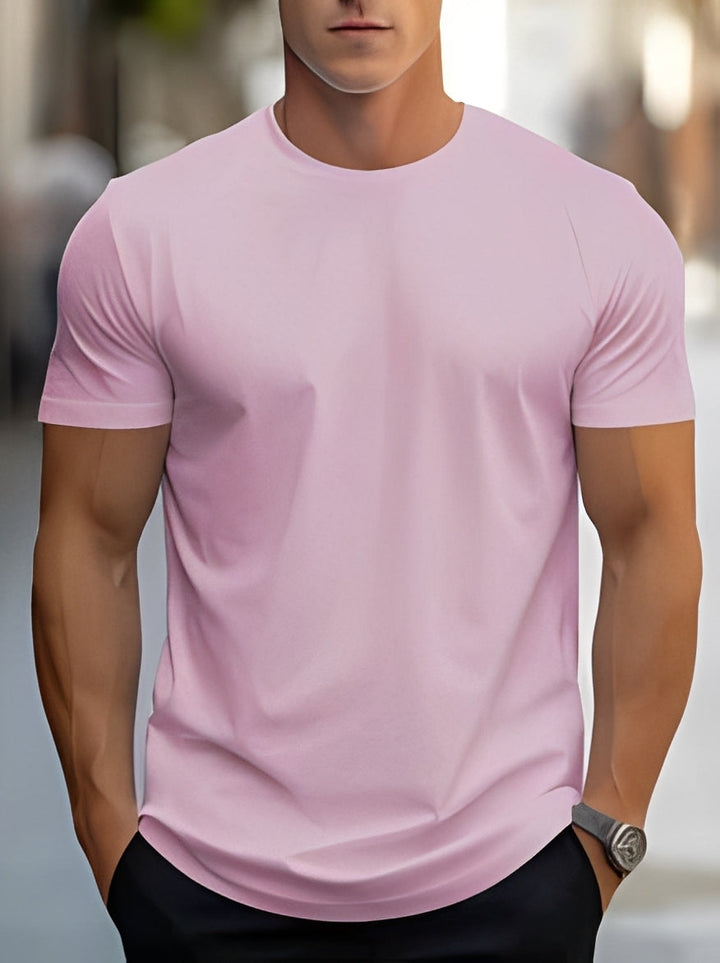 Dos du t-shirt homme confortable à manches courtes, finition soignée pour un style décontracté et quotidien. Basique essentiel.