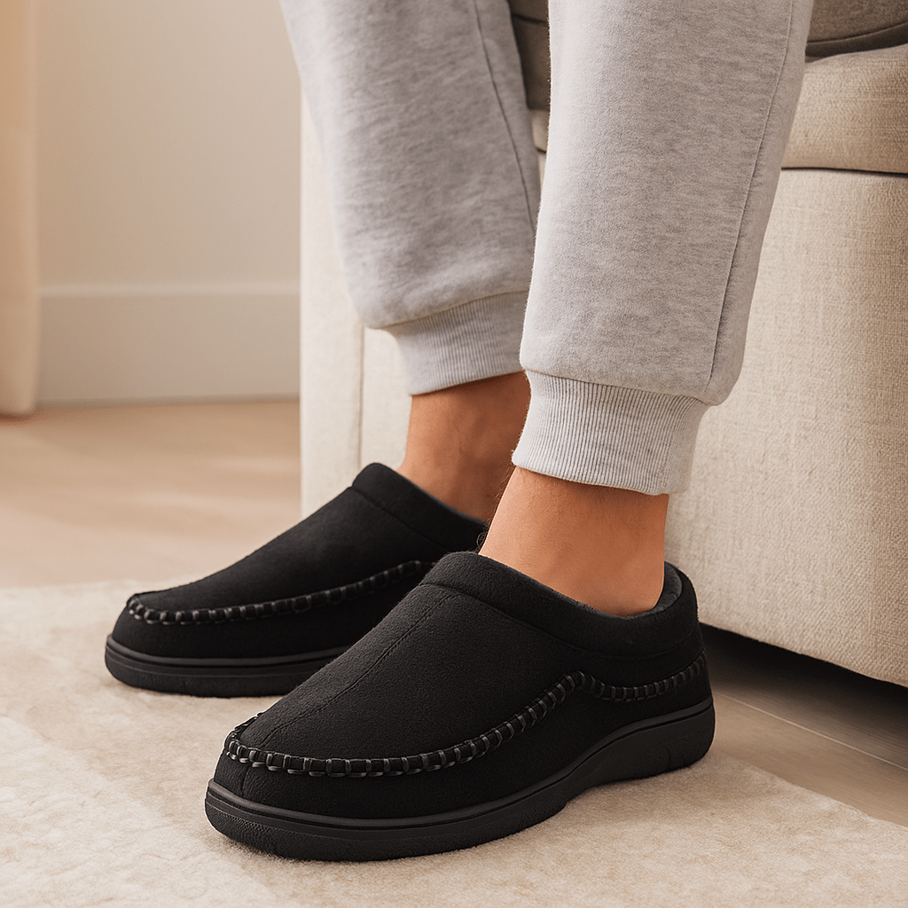 Chaussons masculins ultra confortables, parfaits pour garder les pieds au chaud et douillets pendant l'hiver.