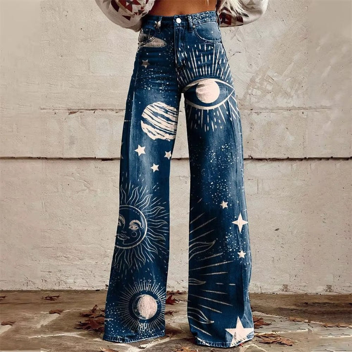 Photo d'un jean évasé à taille haute, style intemporel, pour femmes recherchant confort et élégance.