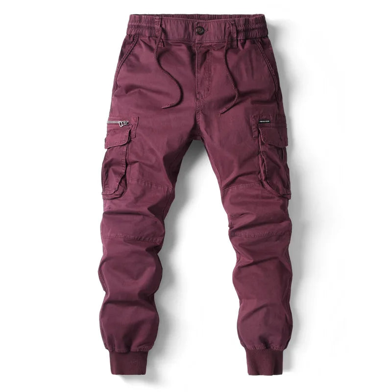 Jogger cargo homme noir en coton stretch pour style urbain et confort quotidien.
