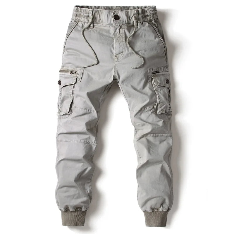 Jogger cargo homme kaki, poches multiples, ceinture élastique pour confort quotidien.