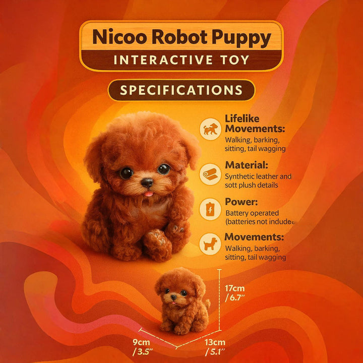 Chiot robot interactif marron et blanc, animal domestique robotique amusant, stimule l'éducation des enfants.