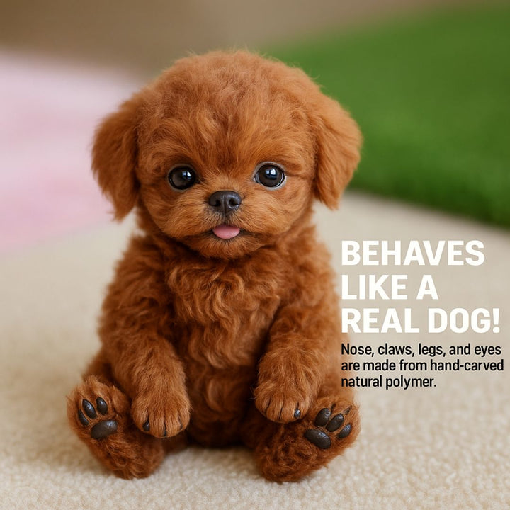 Cadeau enfant : chiot robot interactif réaliste, animal domestique robot marron et blanc adorable et amusant.