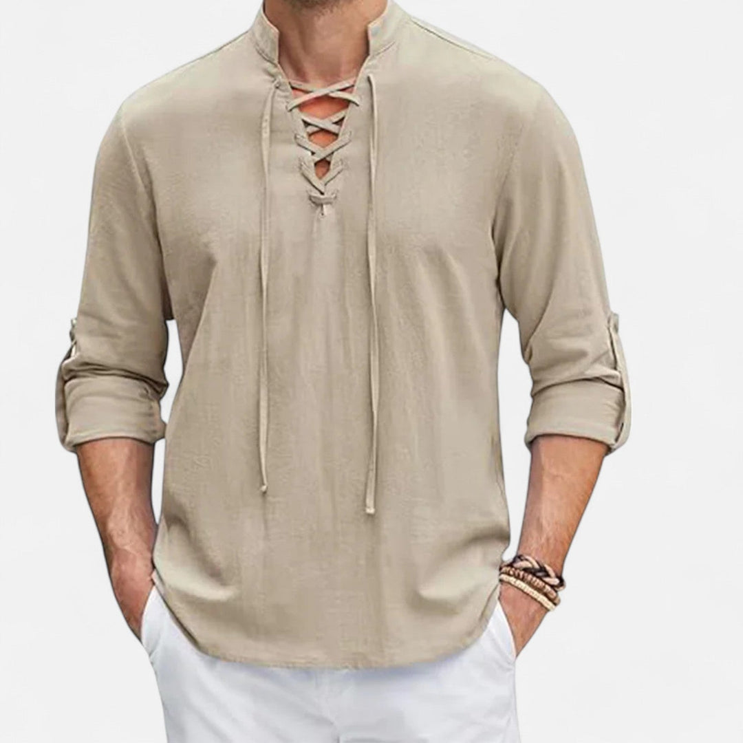 Chemise médiévale homme style viking, manches longues, tissu naturel doux. Idéale pour GN ou festival.