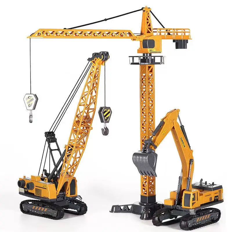 Jouets de chantier éducatifs pour enfants: pelleteuse, grue, camions. Stimule la créativité et le jeu.