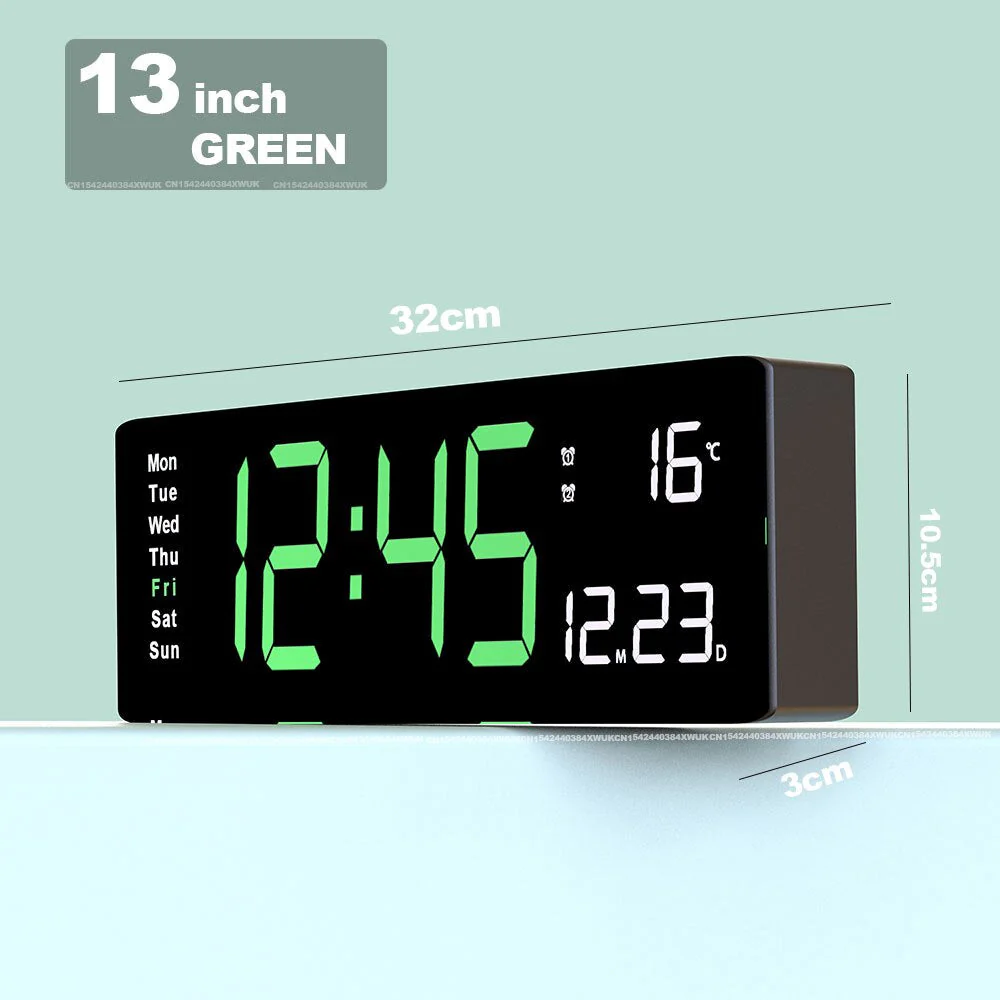 Horloge murale numérique LED moderne, affichage clair pour décoration intérieure contemporaine.