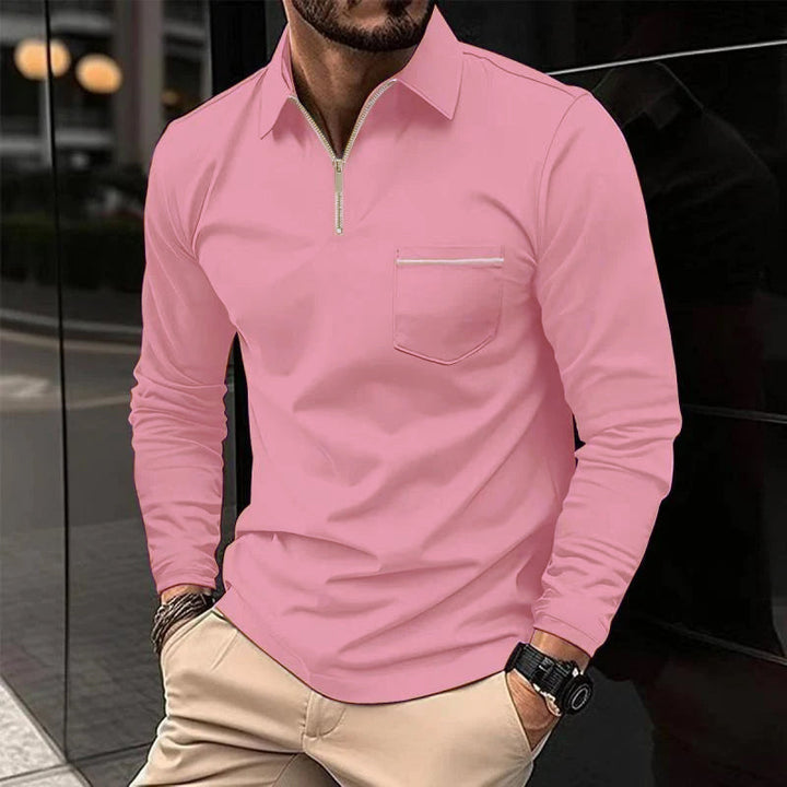 Polo homme manches longues, look élégant et décontracté. Un classique polyvalent avec poche poitrine.