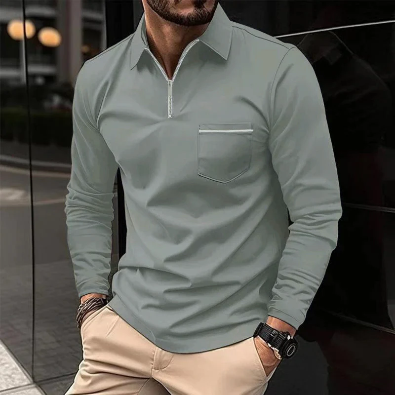 Polo homme manches longues élégant, tissu premium. Mode masculine classique et confortable.