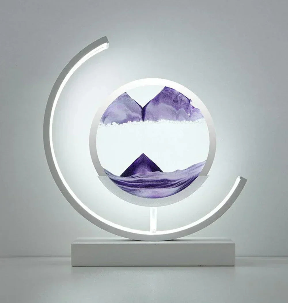 Lampe design avec paysage de sable 3D. Idéale pour une décoration intérieure moderne et unique, effet relaxant.