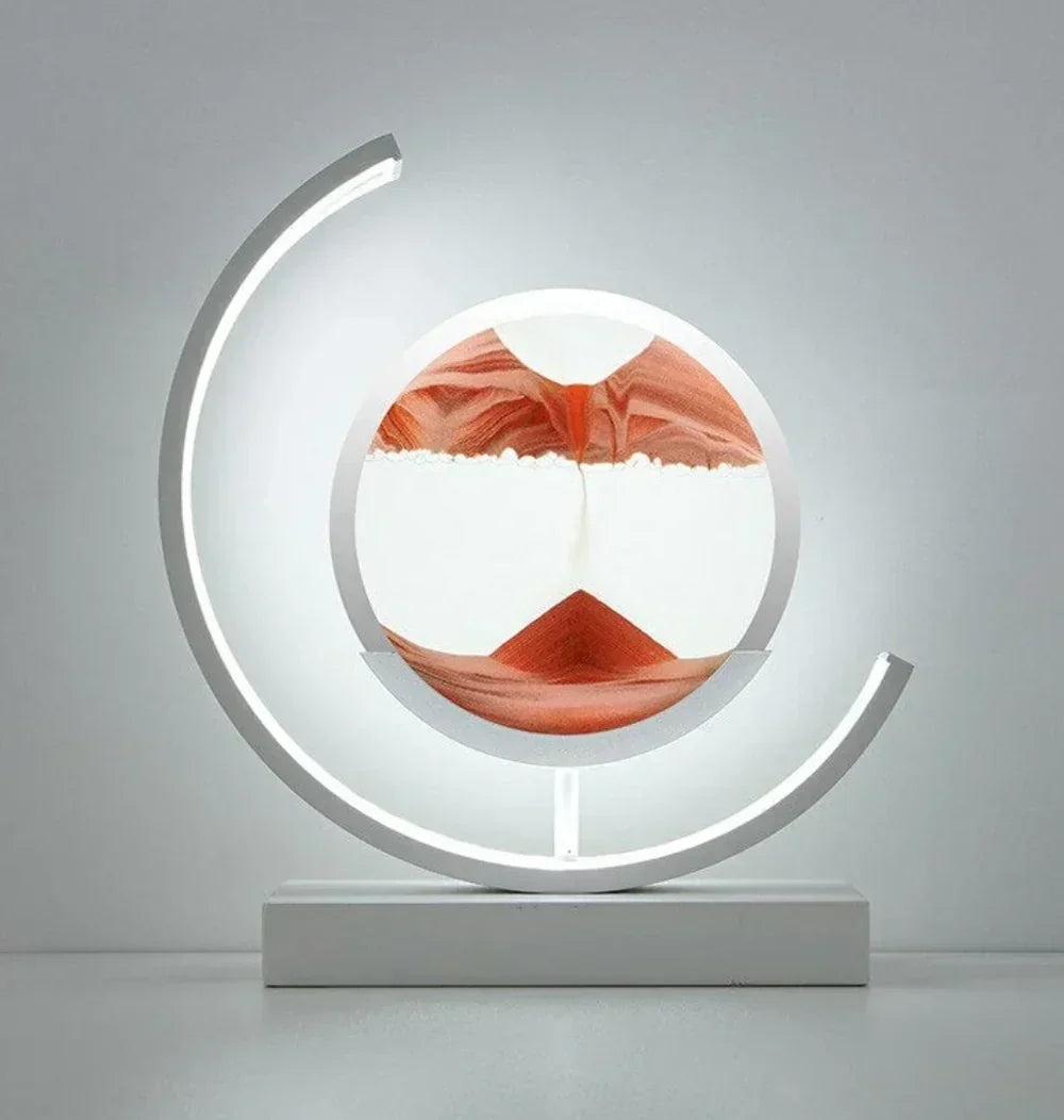 Lampe de table avec sable mouvant artistique, offrant un paysage 3D unique et relaxant. Parfait pour décoration zen.