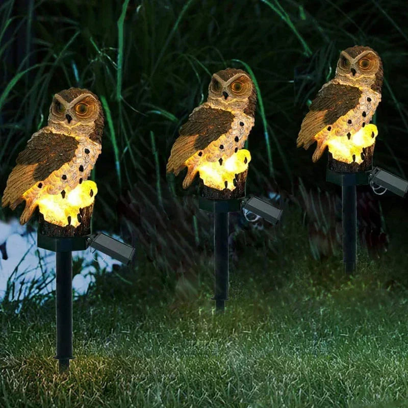 Chouette solaire de 45cm pour jardin, étanche, idéale pour décoration extérieure et lumière LED d'ambiance.